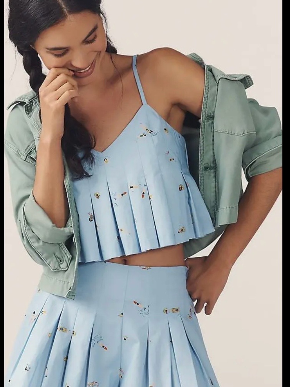 En Saison Zoey Light Blue Pleated Mini Dress Set